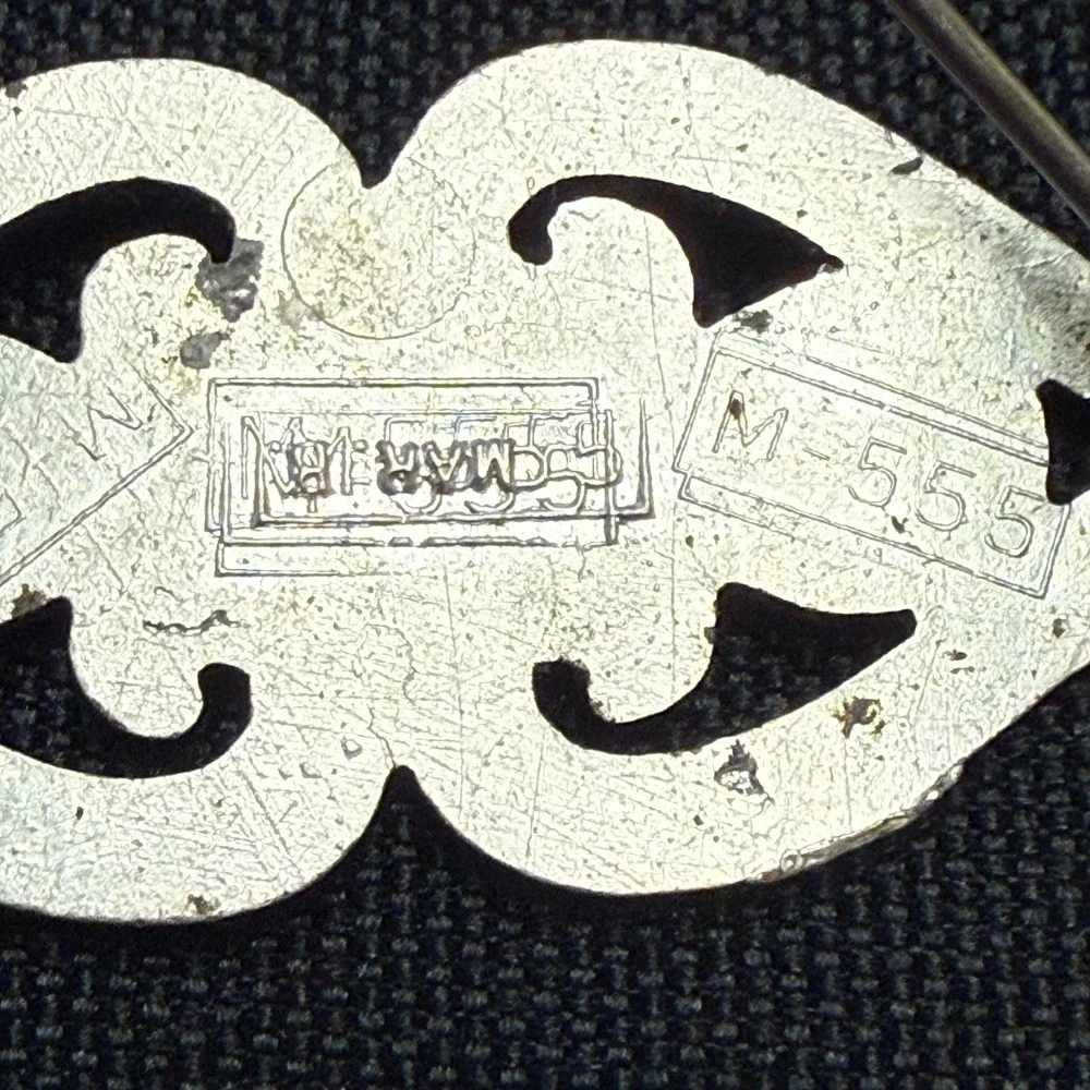 Vintage 1950s Napier Red Rhinestone Bar Brooch‎ Silver Tone Signed M555